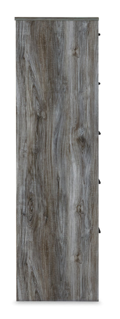 Smoky gray five-drawer chest, side profile - 4