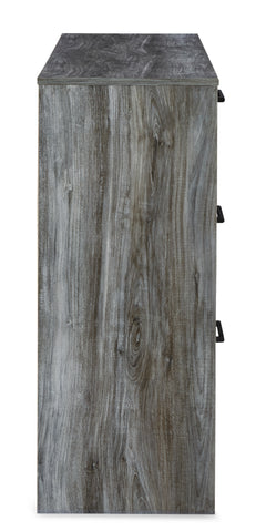 Smoky gray six-drawer dresser, side profile - 4