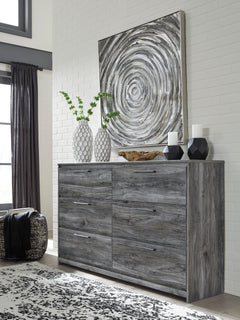 Smoky gray six-drawer dresser, styled room with other furniture and accessories sold separately - 5
