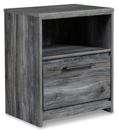 Smoky gray USB nightstand, front angle - 1