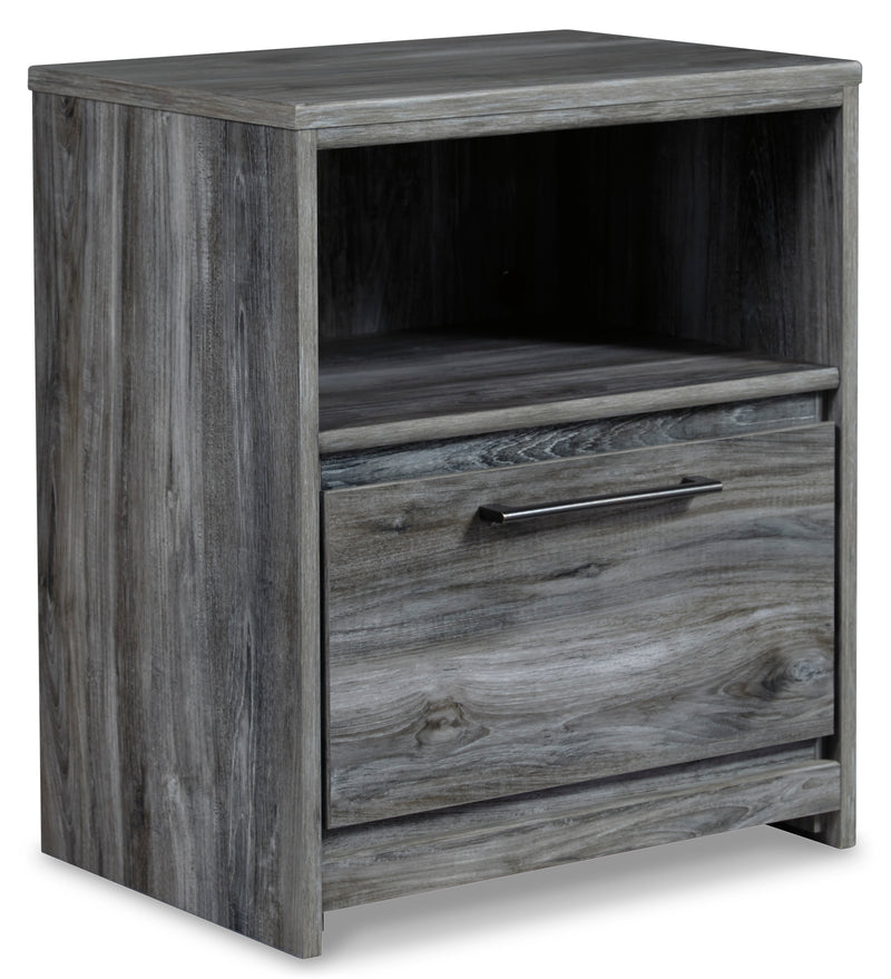 21-Inch Smoky Gray Nightstand with USB Charging and Open Cubby