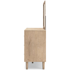 Soft Gray / Light Oak Look / Dresser + Mirror, side view; view 13; shown pieces are reference views; only the selected configuration is included - 13