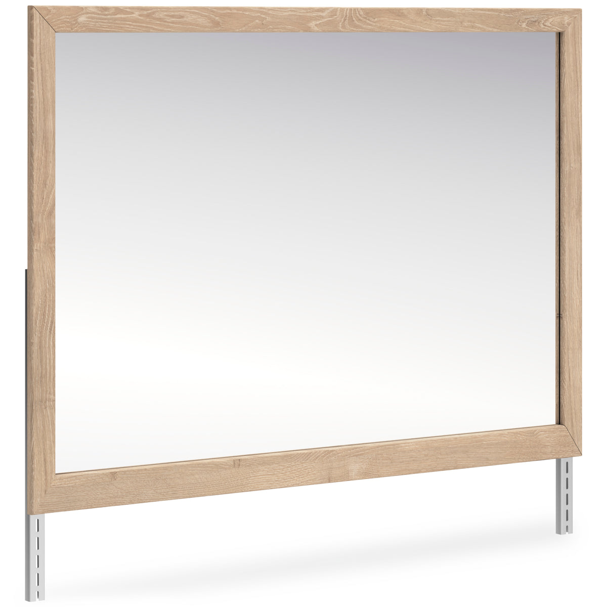 Soft Gray / Light Oak Look / Mirror, angle view; view 36; shown pieces are reference views; only the selected configuration is included