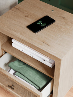 Soft Gray / Light Oak Look / Nightstand, design detail; view 70; shown pieces are reference views; only the selected configuration is included - 70