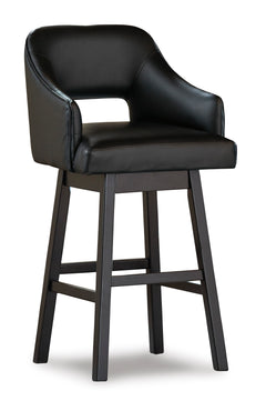 Black/Dark Brown / Bar Height — Set of 2 Stools, bar-height stool view 1; includes two matching bar-height stools; other furniture excluded - 13