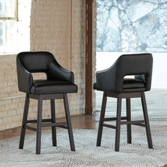 Black/Dark Brown / Bar Height — Set of 2 Stools, bar-height stool view 2; includes two matching bar-height stools; other furniture excluded - 14