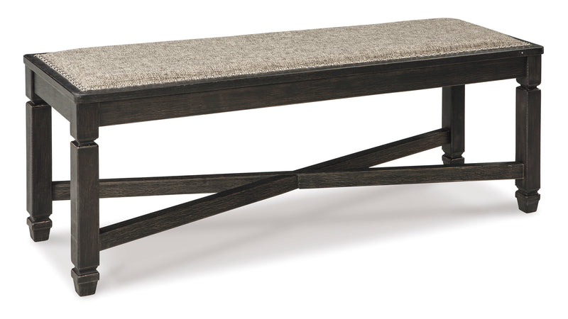 Textured Black Upholstered Dining Bench