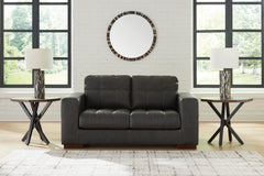 Thunder Leather and Faux Leather Seating, loveseat room setting; accessories excluded - 10