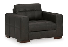 Thunder Leather and Faux Leather Seating, chair and a half angle view - 11