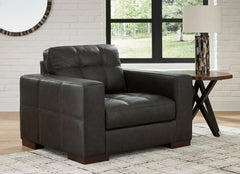 Thunder Leather and Faux Leather Seating, chair and a half room setting; accessories excluded - 15