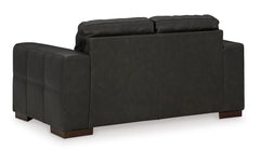 Thunder Leather and Faux Leather Seating, loveseat back view - 7