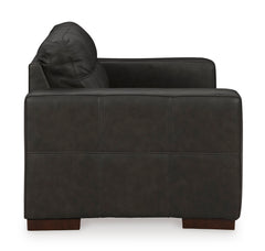 Thunder Leather and Faux Leather Seating, loveseat side view - 9