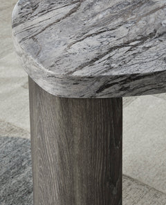 Triangle End Table with Gray Faux Marble Top, material detail; accessories excluded - 2