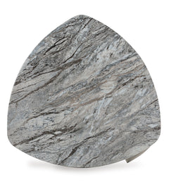Triangle End Table with Gray Faux Marble Top, top view; accessories excluded - 4