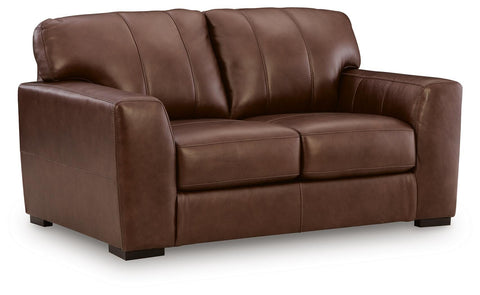 Deep-Seat Leather-Match Loveseat in Canyon