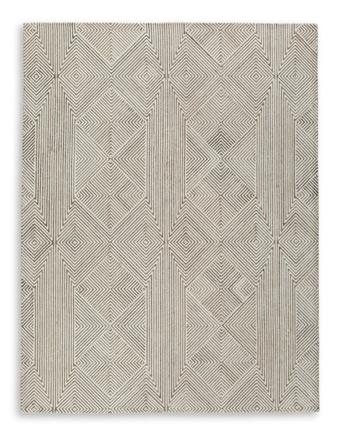 Beige and Brown Geometric Maze Hand-Tufted Wool-Blend Rug