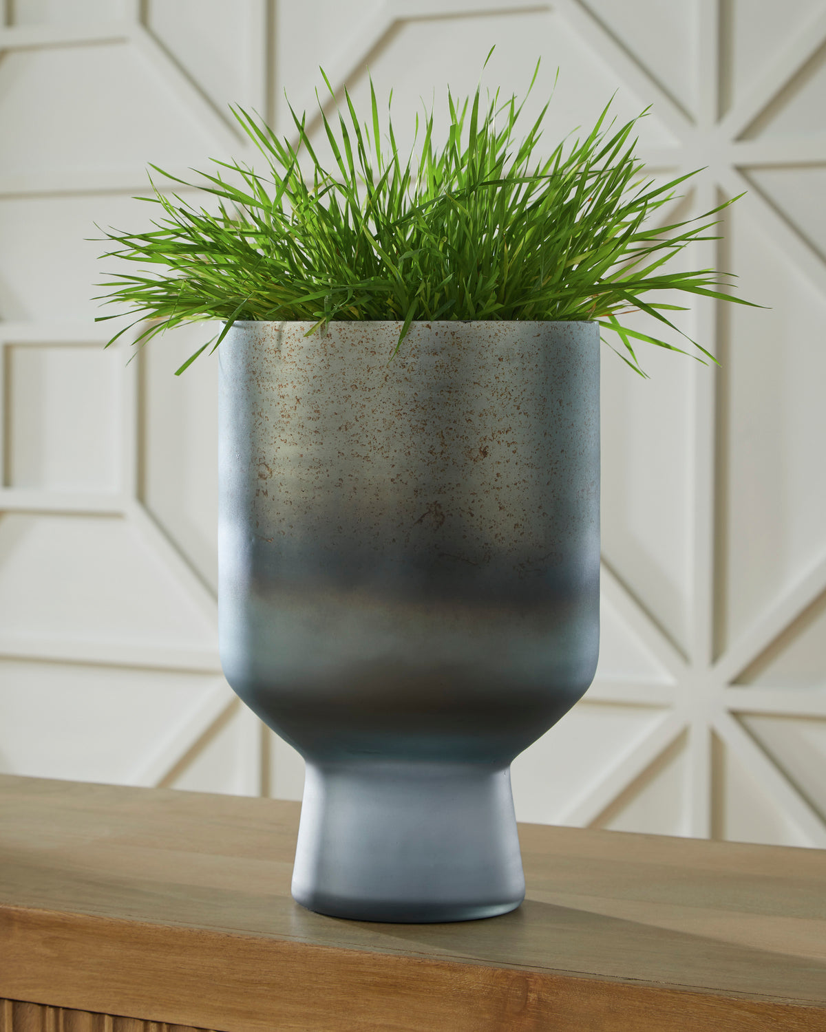 Antique Blue 12.25-inch height vase, full product view