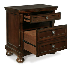 Rustic Brown, nightstand with drawers open - 2