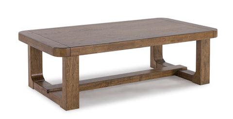 Light Brown Rounded-Corner Rectangular Coffee Table