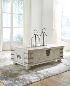 White Wash Gray, coffee table room view with top closed; accessories excluded - 2