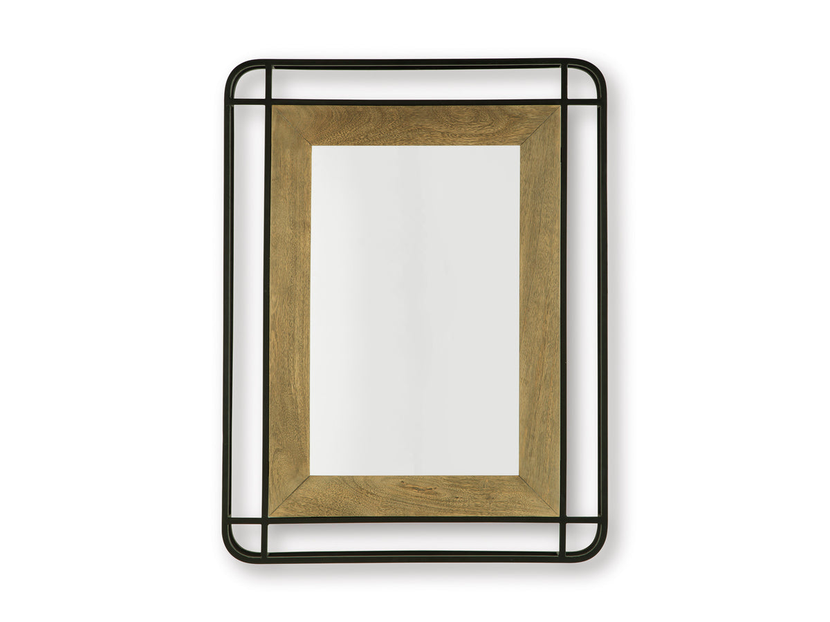 Black/Brown Beelman accent mirror, full product view