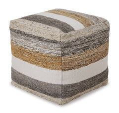 Multi, complete handwoven striped pouf - 1