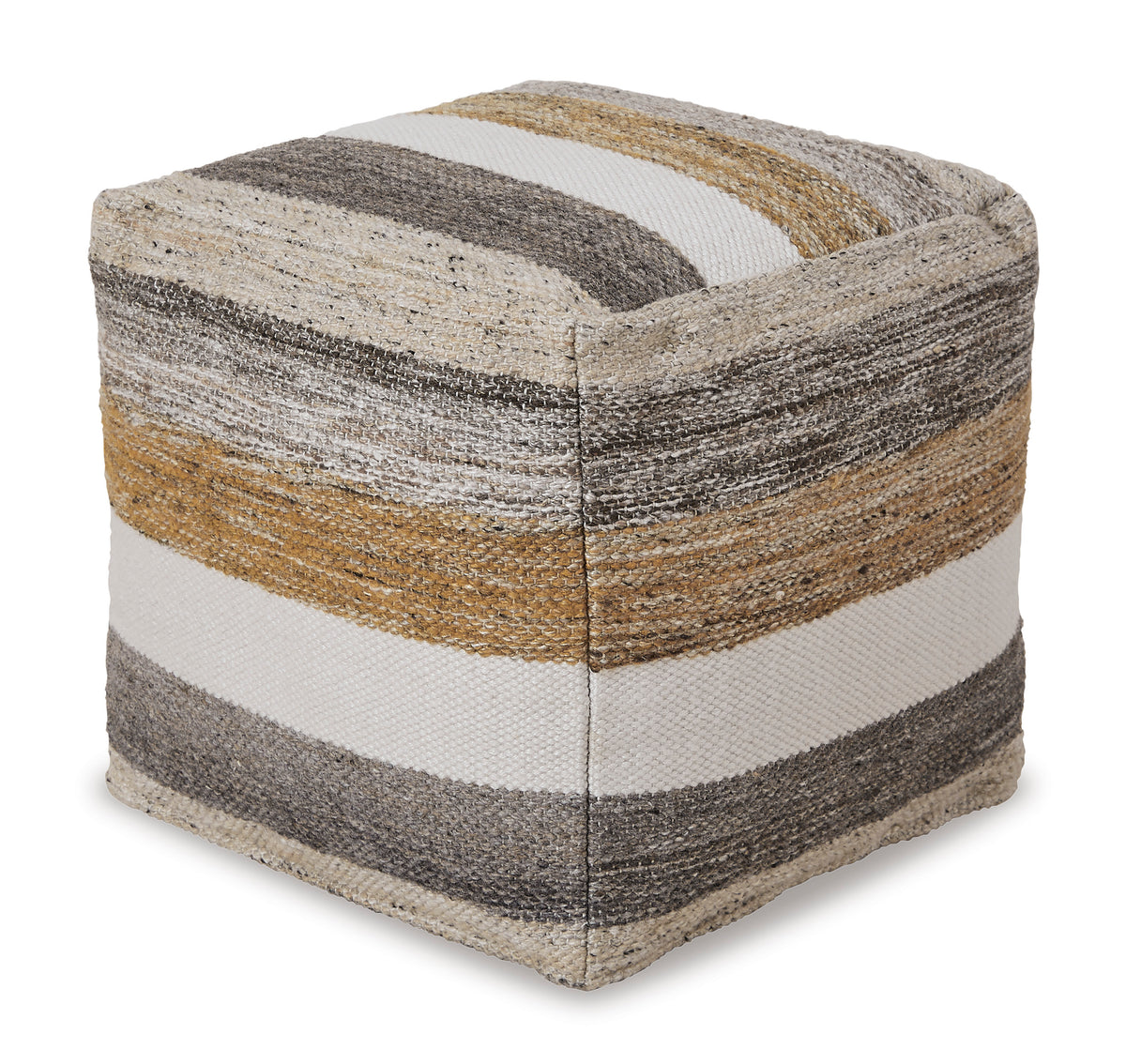 Multi, complete handwoven striped pouf