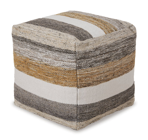Multicolor Handwoven Striped Pouf in Earth Tones