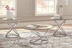Chrome Finish, three-piece table set room view; accessories excluded - 2
