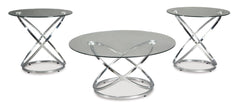 Chrome Finish, complete three-piece table set alternate view - 3