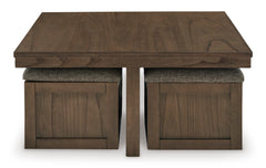 Brown coffee table and four stools, product view 3 - 3