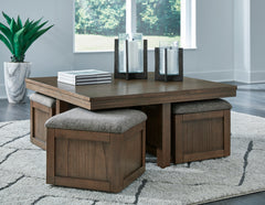Brown coffee table and four stools, product view 4 - 4