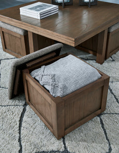 Brown coffee table and four stools, product view 5 - 5