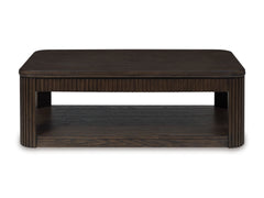 Warm Brown lift top coffee table with open shelf, product view 3 - 3