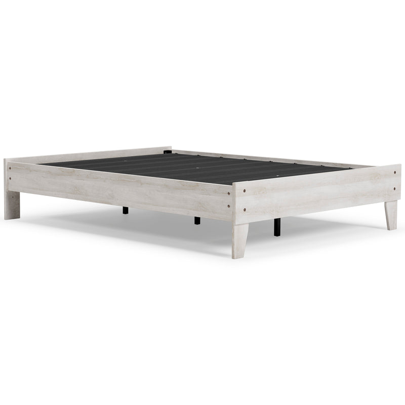 Whitewash Wood-Grain Platform Bed