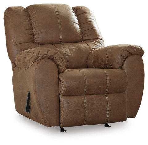 Jumbo-Stitched Faux-Leather Manual Rocker Recliner