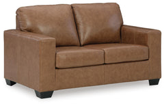 Caramel, full loveseat at an angle - 5