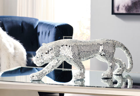 Drice Mirrored Mosaic Glass Walking Panther Sculpture
