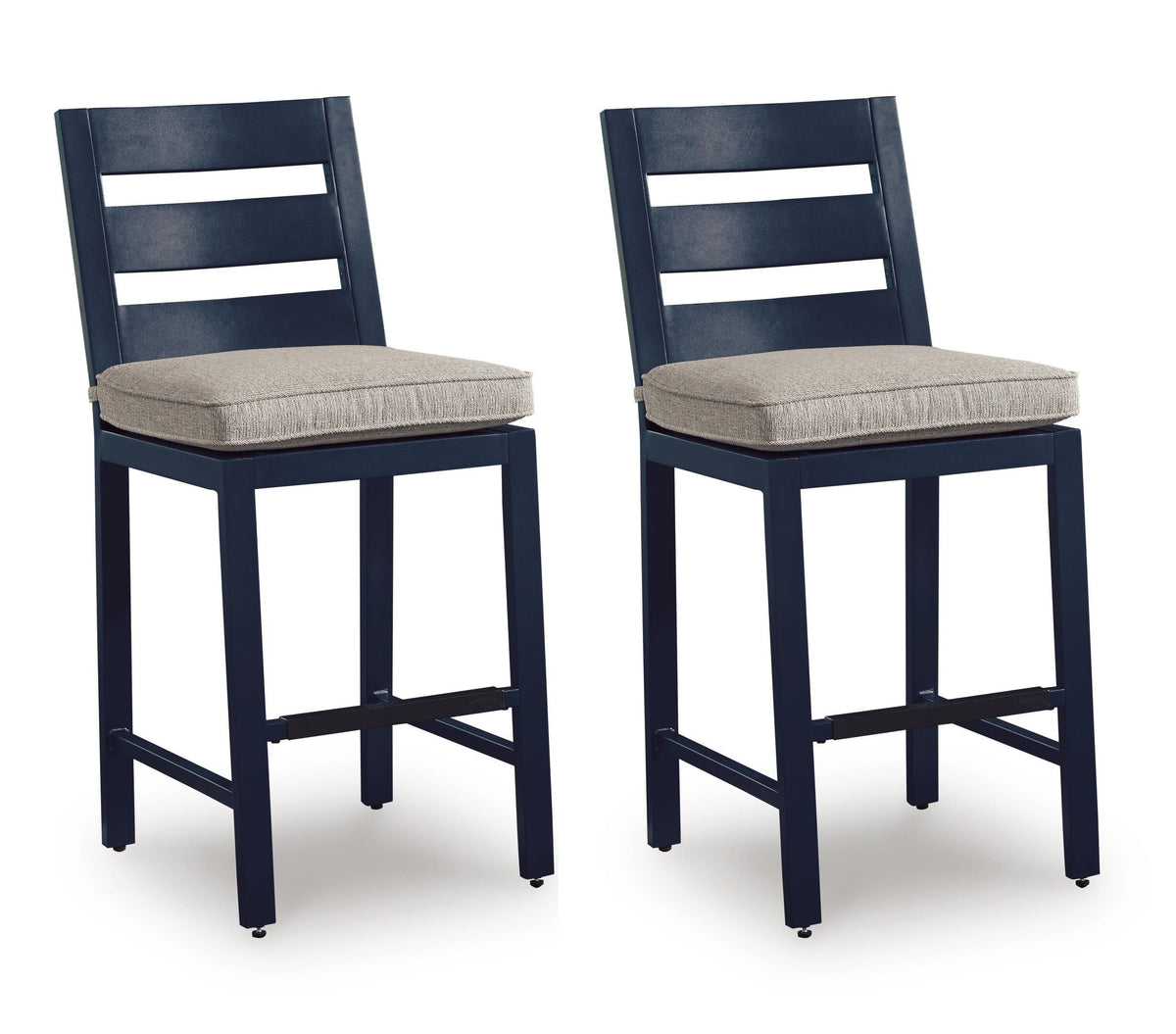 Navy Blue / Outdoor Bar Stool Set, complete set of two bar stools