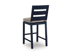 Navy Blue / Outdoor Bar Stool Set, one stool rear view; two included - 3