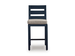 Navy Blue / Outdoor Bar Stool Set, one stool front view; two included - 4