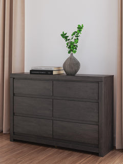 Charcoal / Six Drawer Dresser — room setting; accessories not included - 2