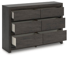 Charcoal / Six Drawer Dresser — drawers open - 4