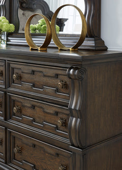 Dark Brown, ornamental scrollwork and drawer detail - 4