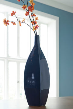 Navy 16.38-inch height vase, full product view - 4