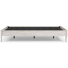 Whitewash / Queen, side view of complete bare bed frame - 9