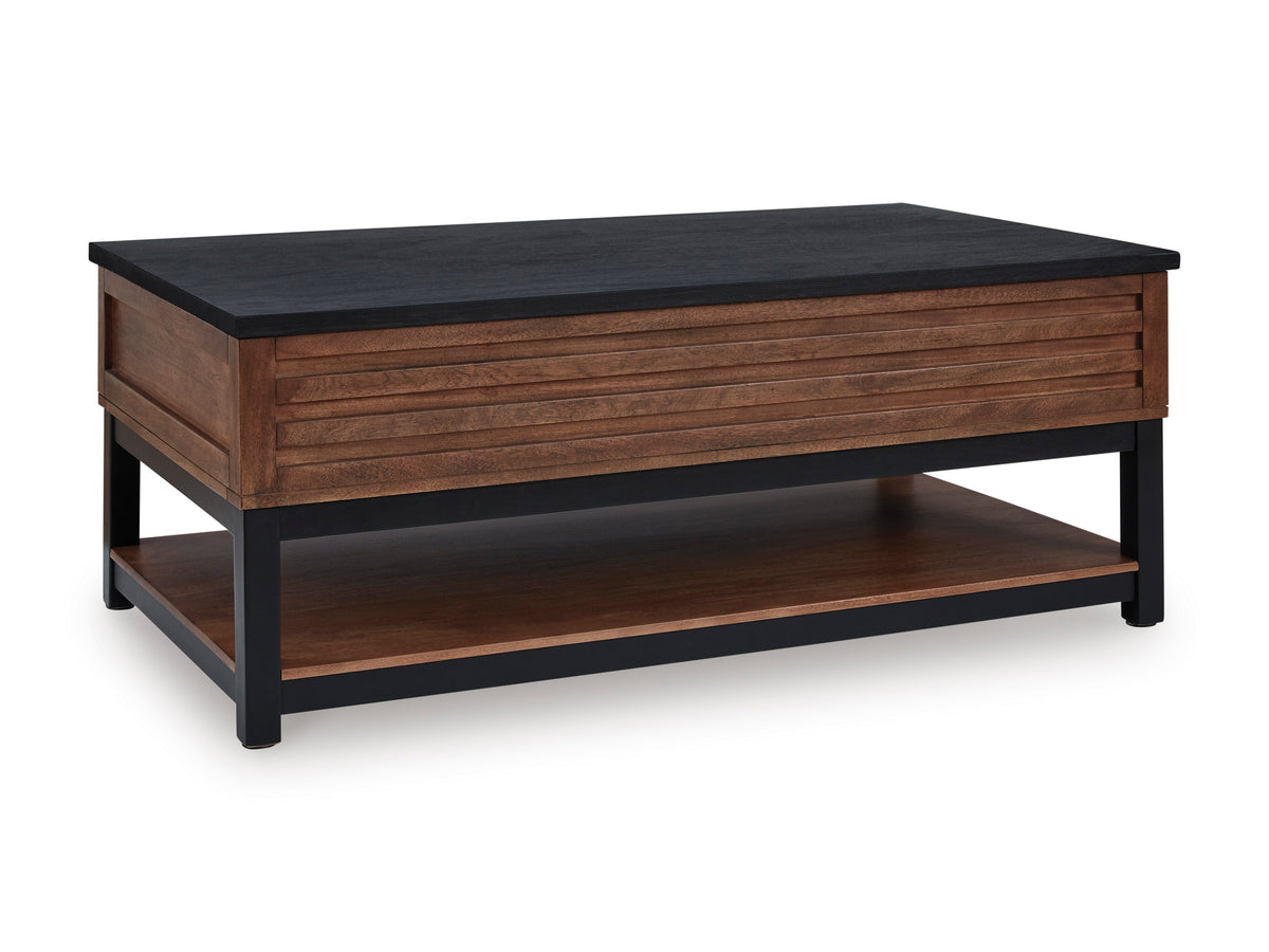 Warm Brown/Black Lift-Top Coffee Table, full product view