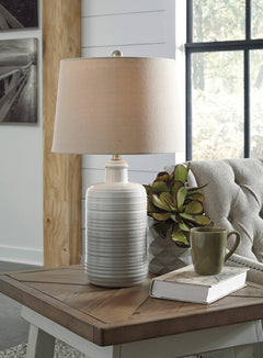 Taupe table lamp pair, product view 3 - 3