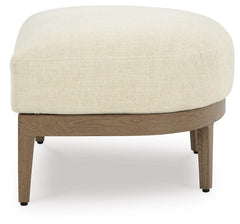 Dark Brown/White, outdoor ottoman side view - 4