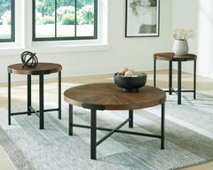 Brown three-piece table set, product view 3 - 3